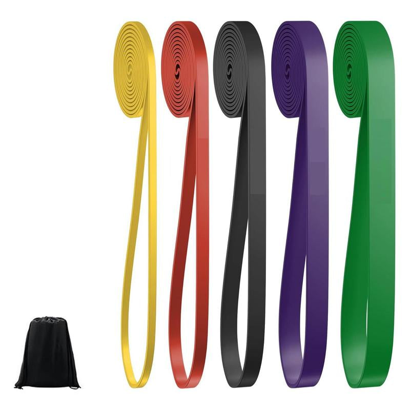 Resistance Bands Set, Pull up Assistance Bands, Multi-Level Exercise Bands with Bag for Working Out, Body Stretching, Physical Therapy, Muscle Training, Workout Recovery 5 Pieces/Set with Door Anchor & Handle Optional (Men/Women)